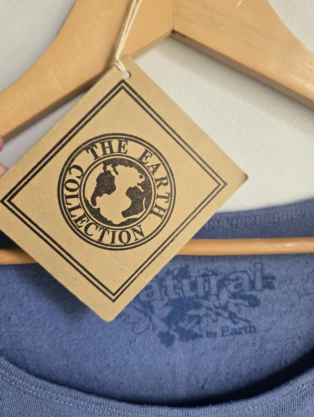 New The EARTH COLLECTION Blue Scoop Neck Short Sleeve Silk & Cotton Top - Picture 3 of 10
